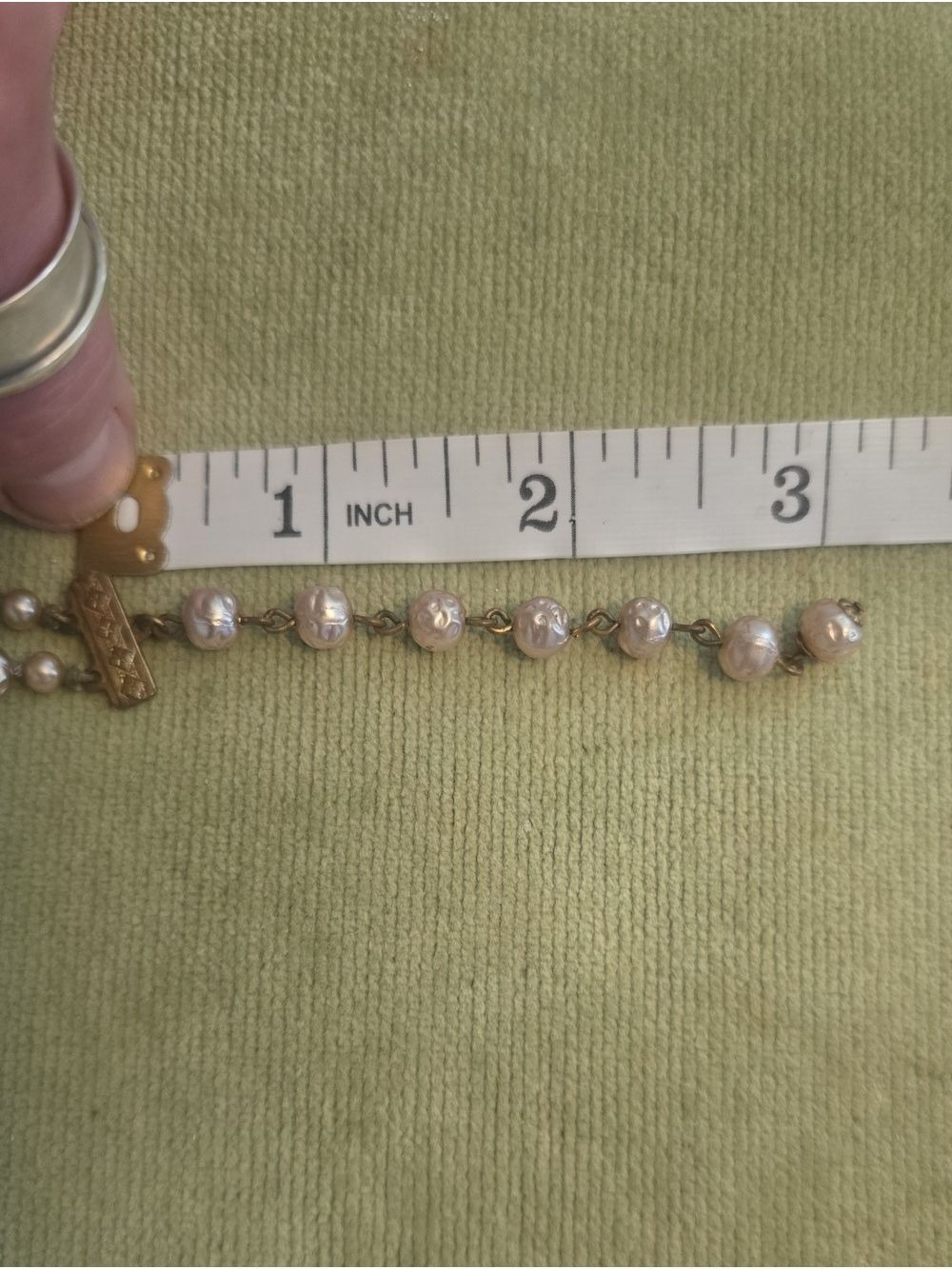 Vintage Two Strand Pearl Rhinestone Beaded Choker Necklace - Picture 12 of 12